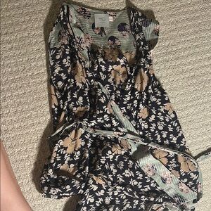 Floral Wrap Dress with Green Accents